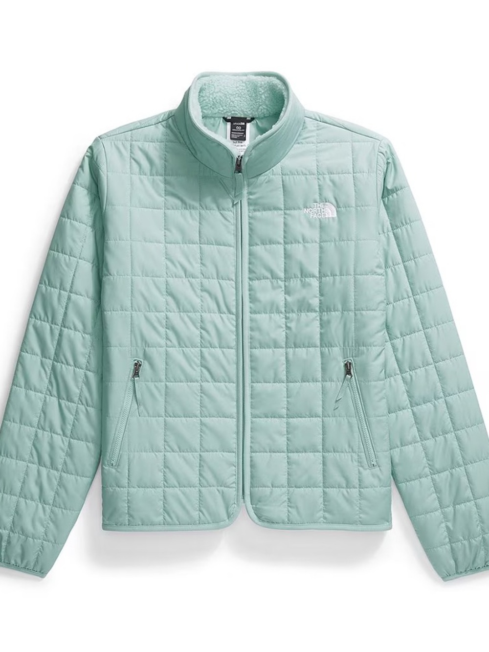 The North Face Light Mint Quilted Puffer Jacket with Sherpa Collar Sz.S New - Picture 10 of 11
